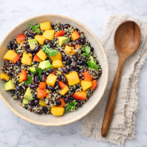 black bean quinoa salad, shot from overhead