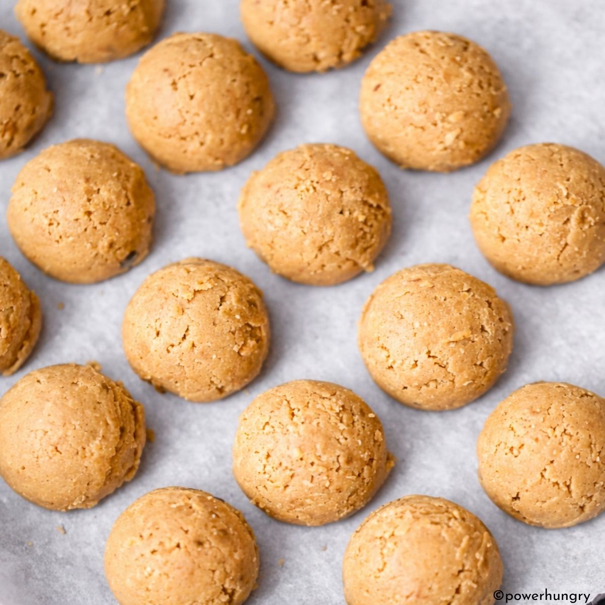 banana oat protein balls on a tray