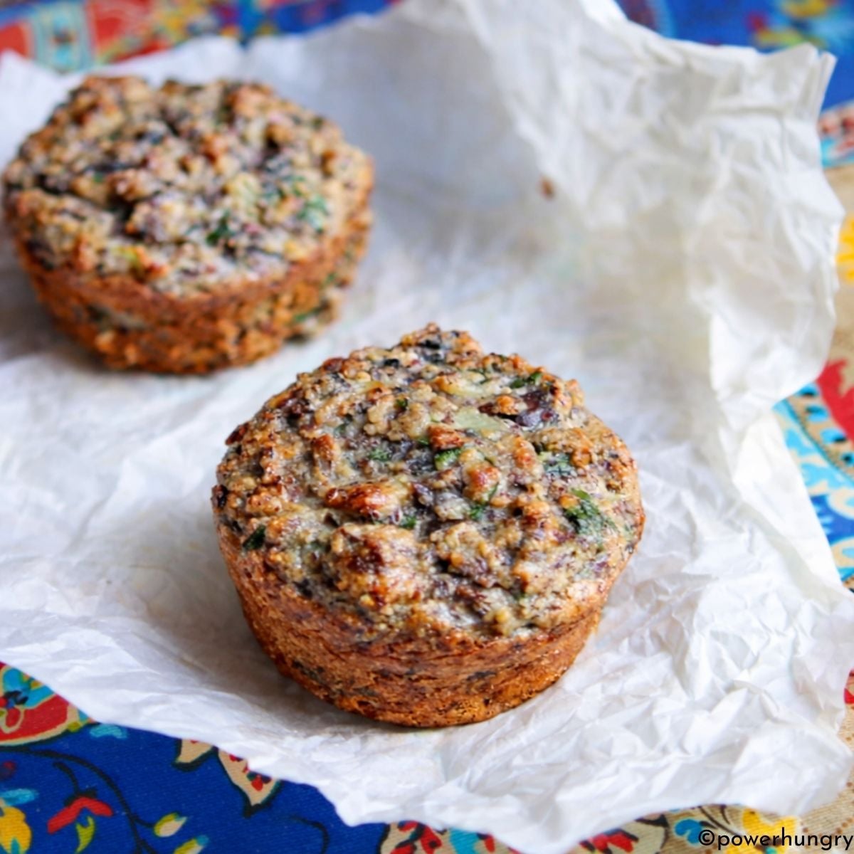 vegan almond flour muffins on napkin