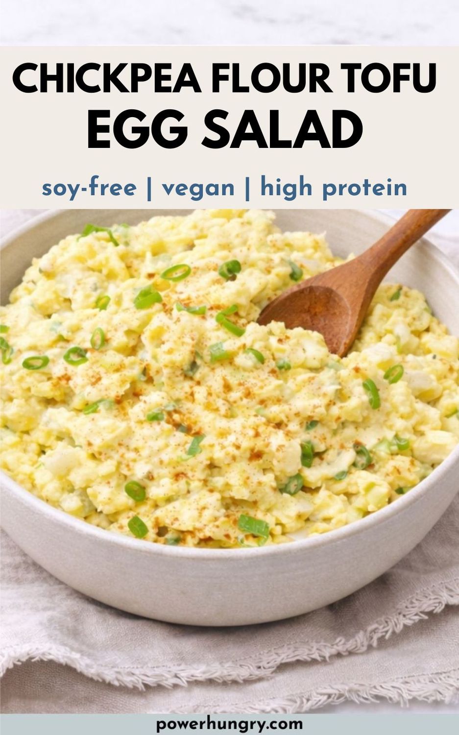 bowl of chickpea flour tofu egg salad