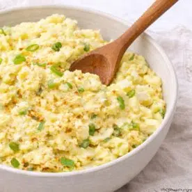 bowl of chickpea flour tofu salad