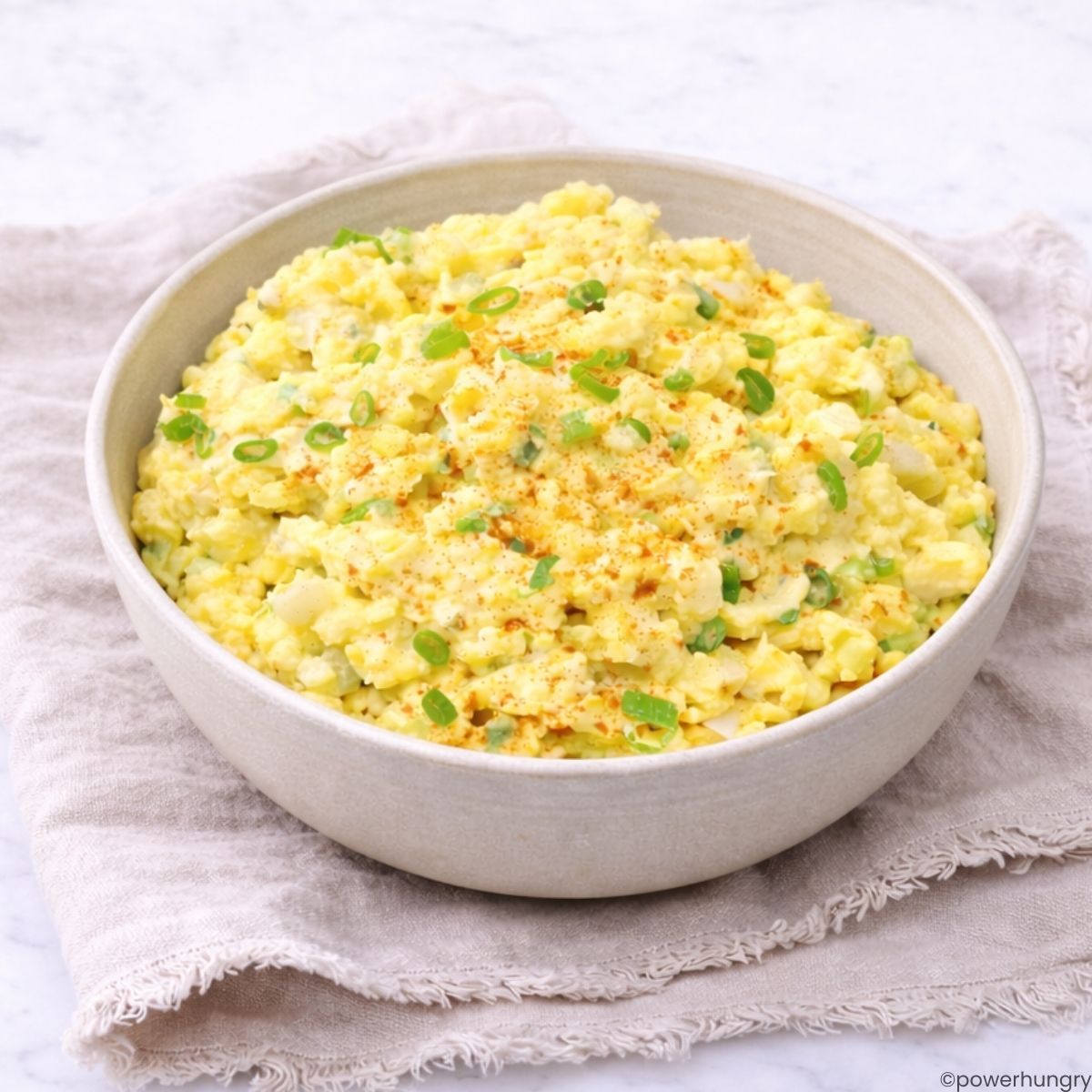 bowl of chickpea flour tofu egg salad