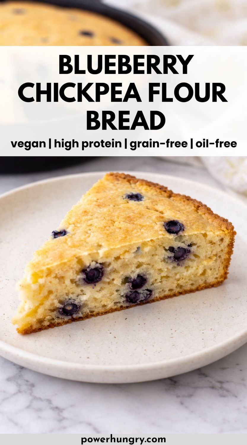 wedge of blueberry chickpea flour bread