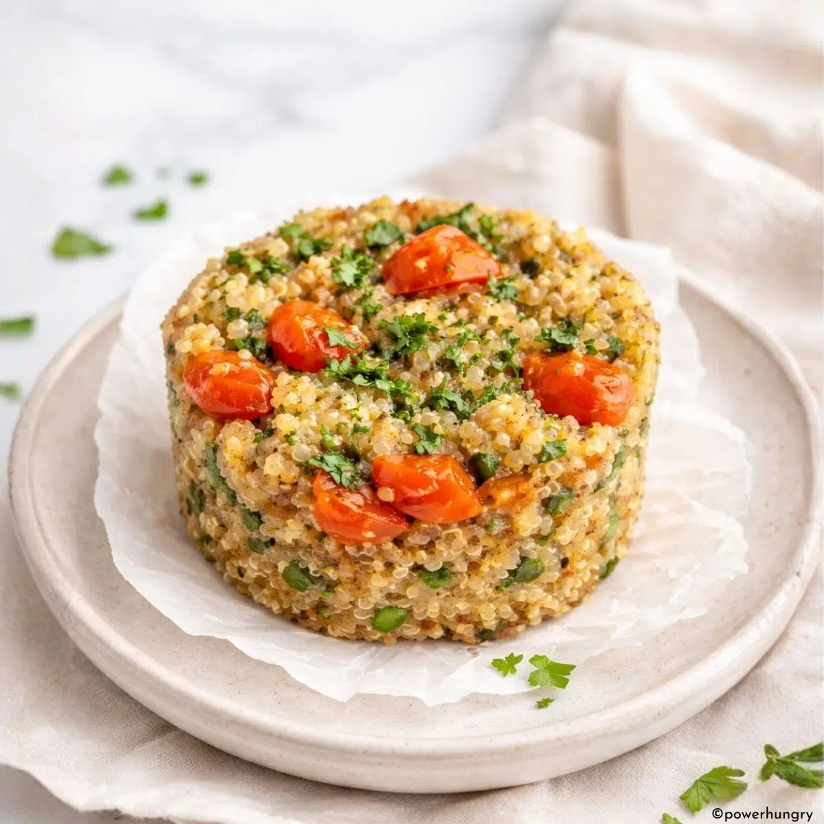 savory chickpea flour quinoa muffin on plate