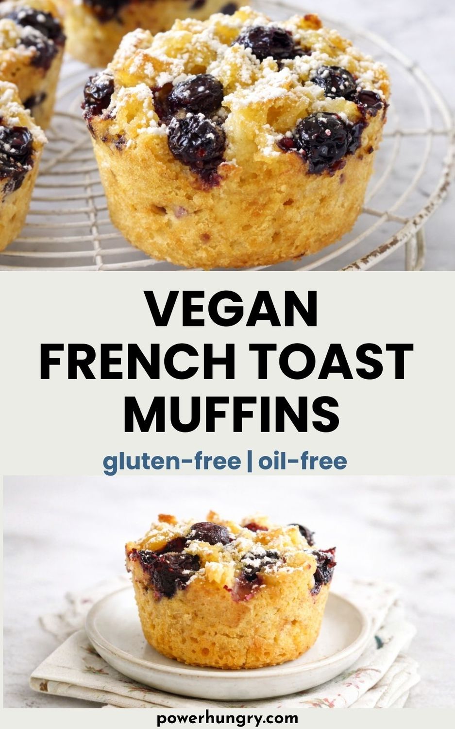 collage of vegan french toast muffin images
