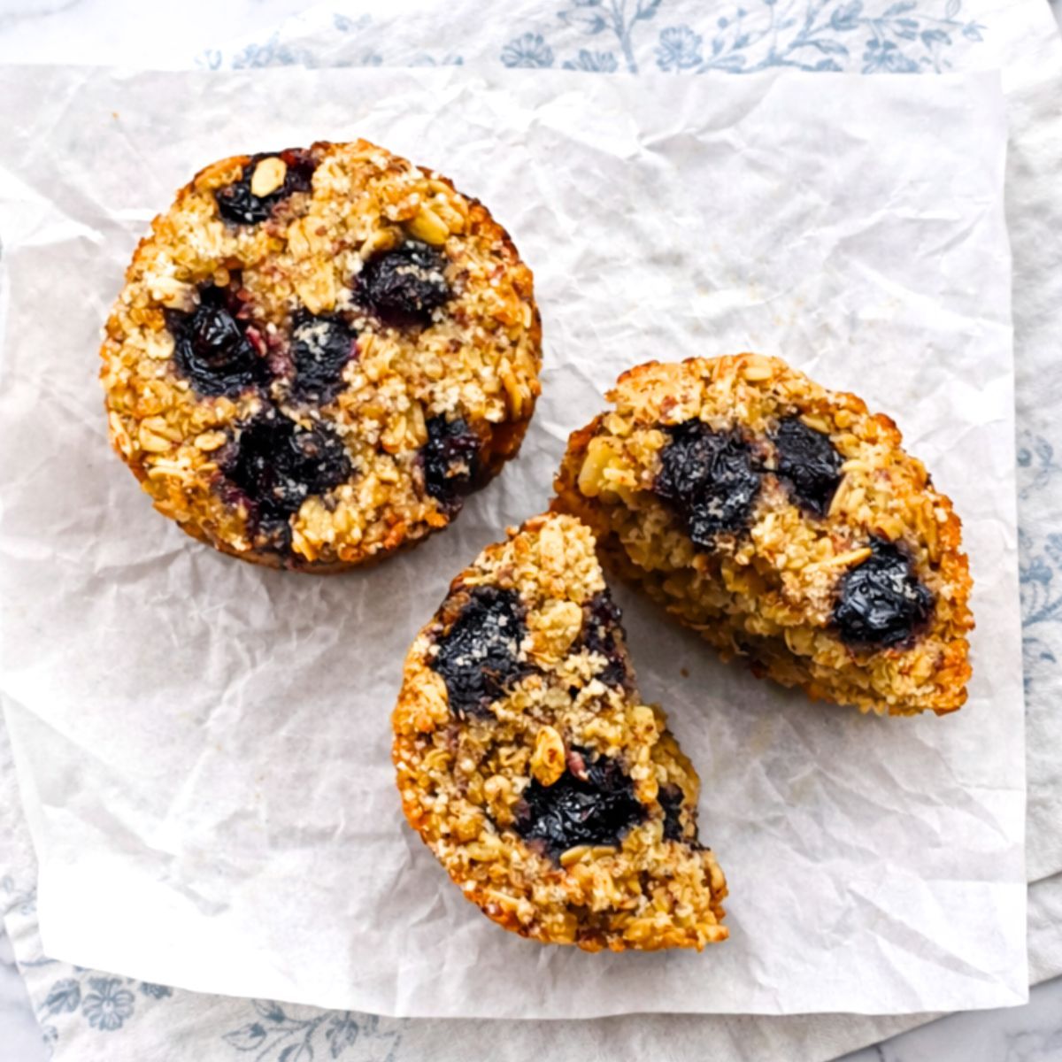 quinoa blueberry breakfast cookie on parchment paper