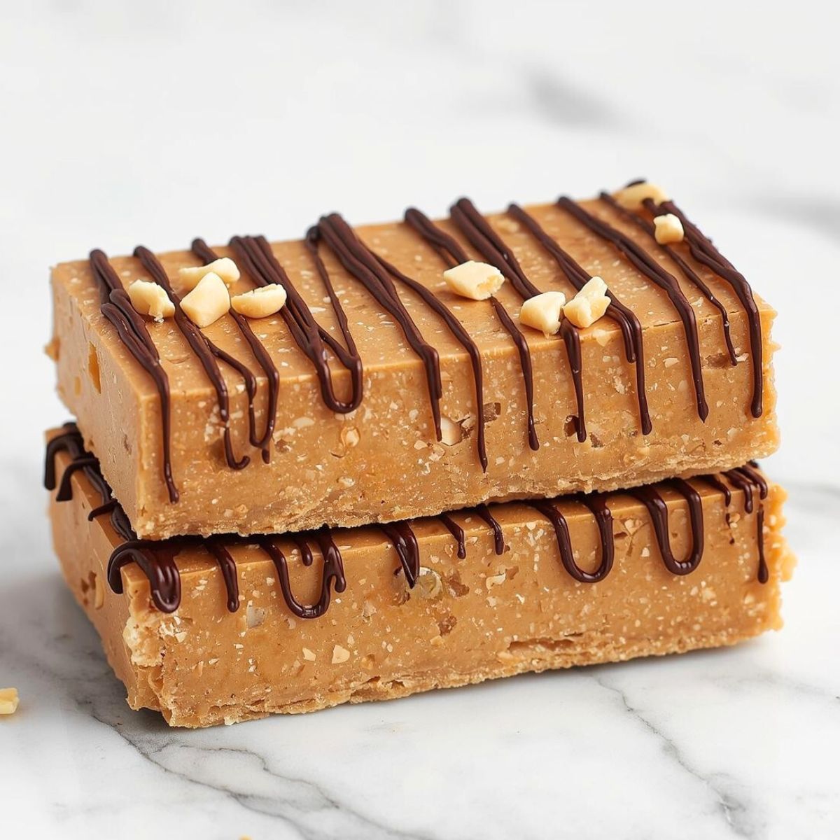 Two protein bars without protein powder, stacked