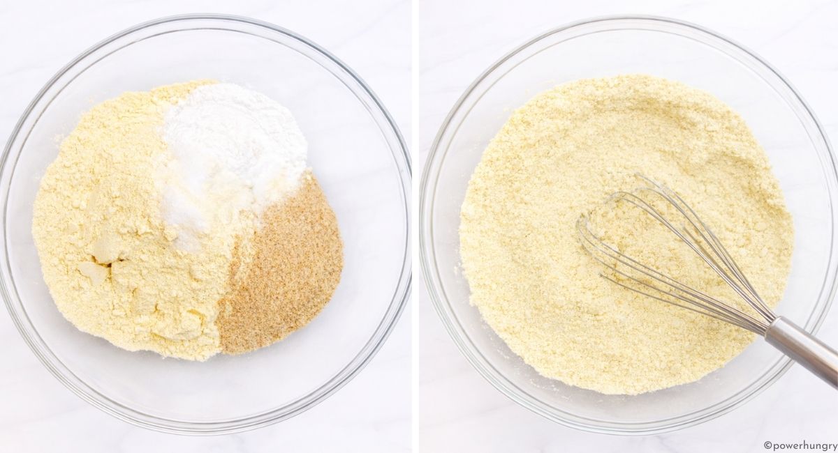 dry ingredients getting whisked