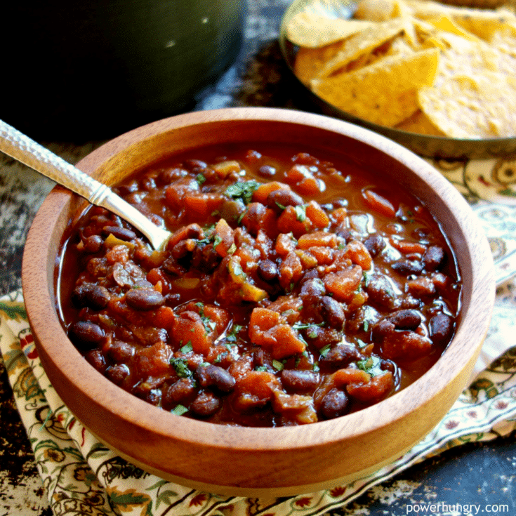 3Ingredient Vegan Black Bean Chili {oilfree, high protein} Power