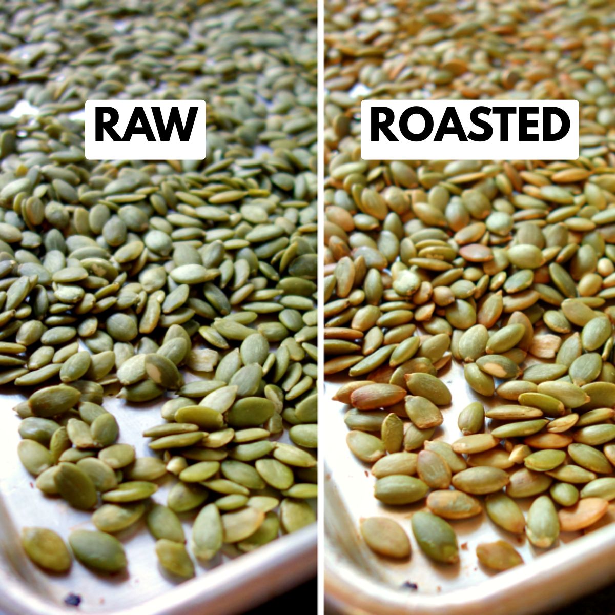 raw and roasted pumpkin seeds