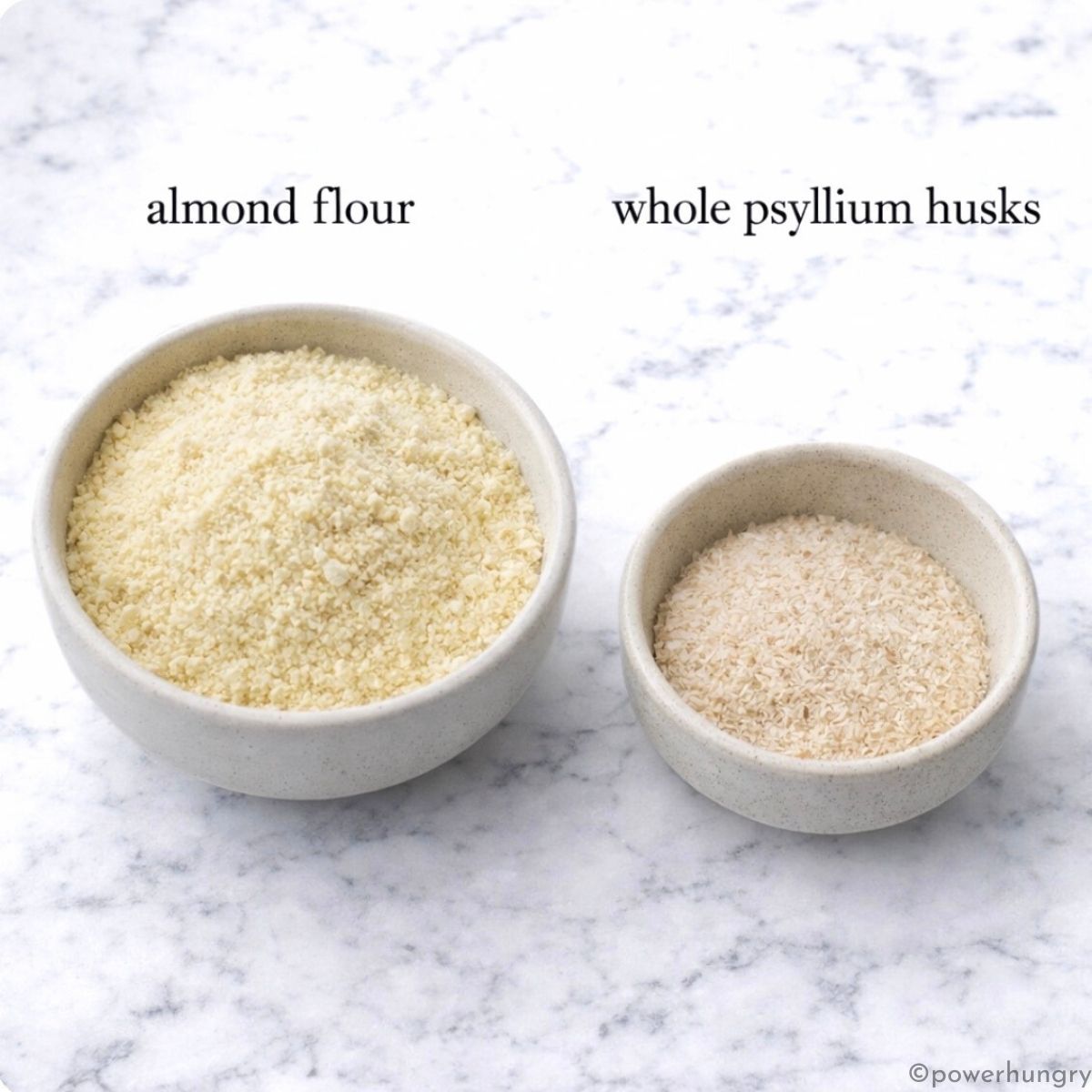 ingredients for almond flour tortillas in 2 bowls