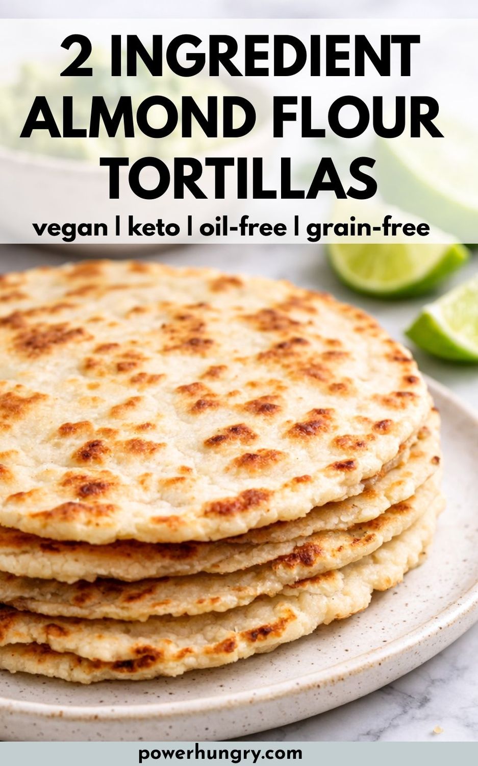 stack of almond flour tortillas on a plate