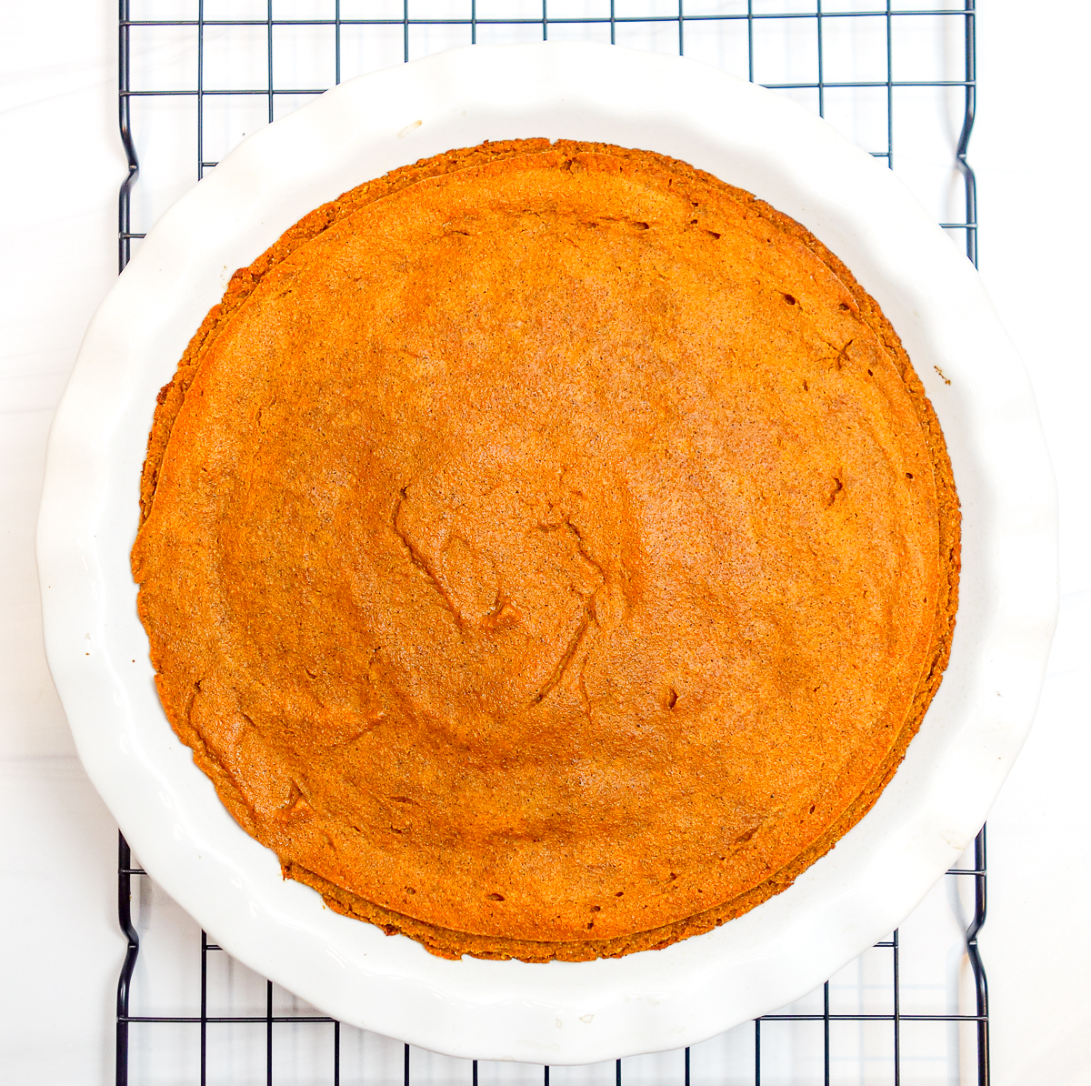 crustless vegan gluten-free pumpkin pie on cooling rack