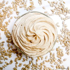 sunflower seed whipped cream in a glass bowl