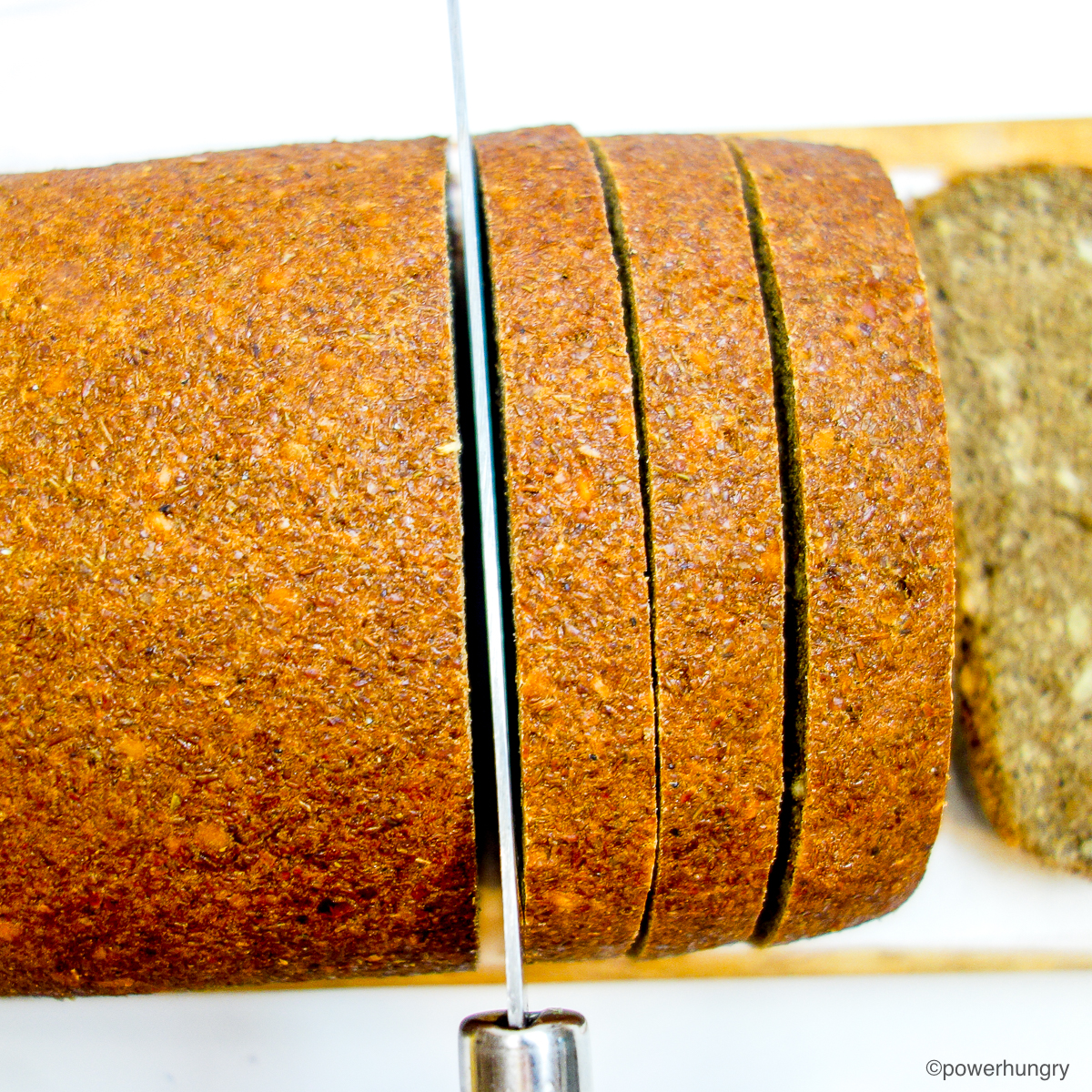 banana lentil bread, sliced, on a cutting board