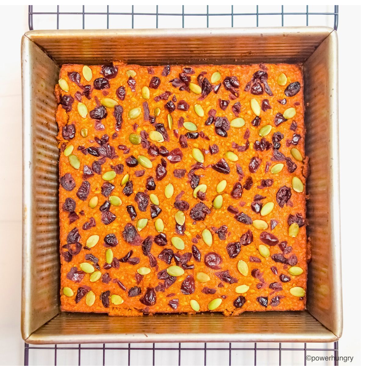baked tvp pumpkin protein bars on a cooling rack