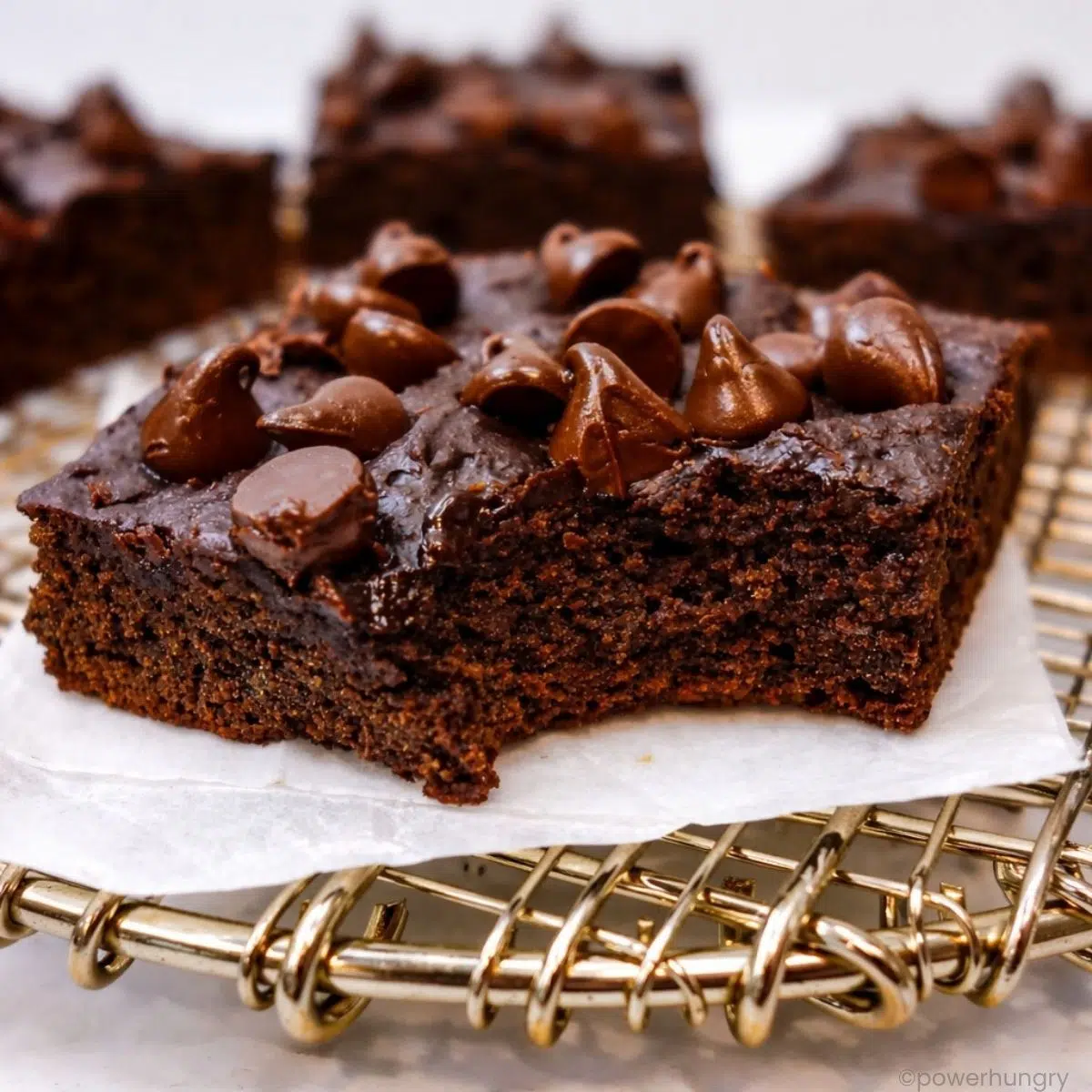 lentil brownie with bite taken out