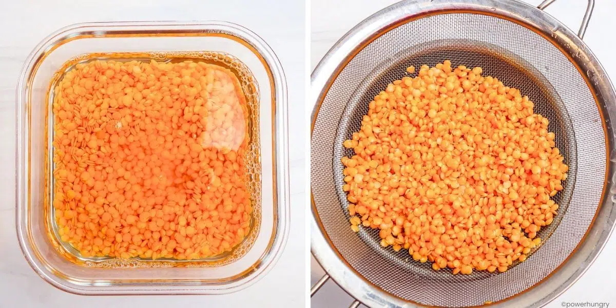 2 photo collage of soaking dates