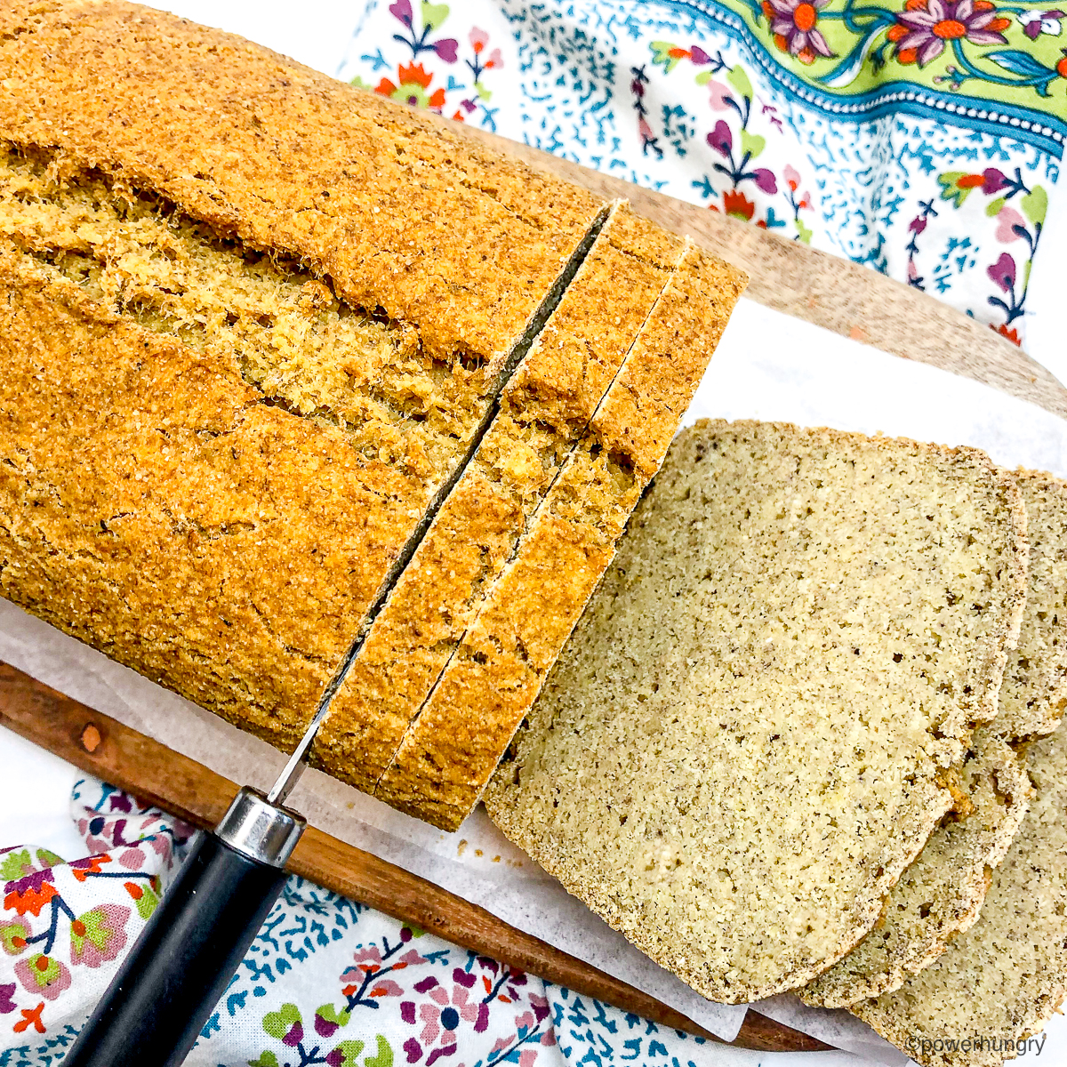chickpea bread , sliced, on a cutting board