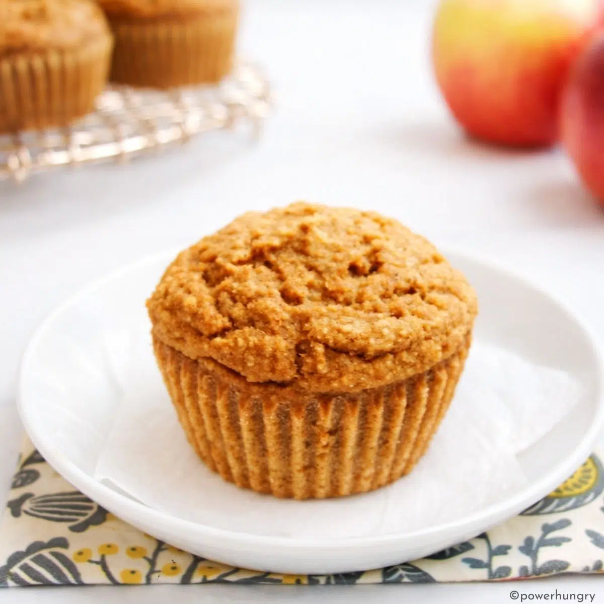 applesauce oat flour muffin on a white plate