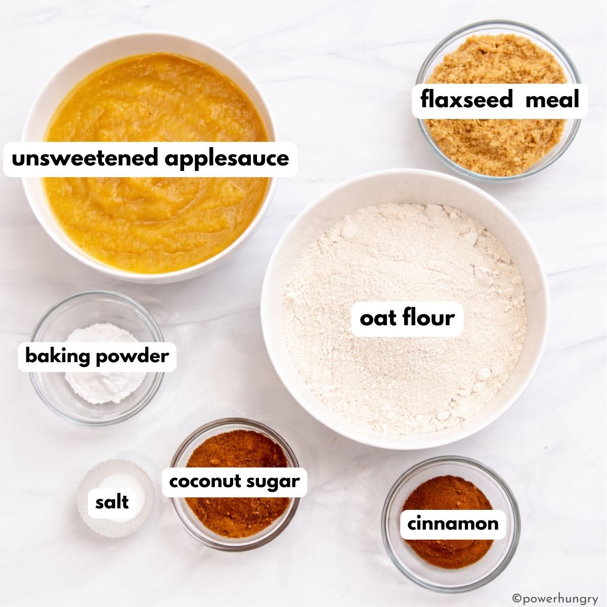 ingredients for applesauce oat flour muffins
