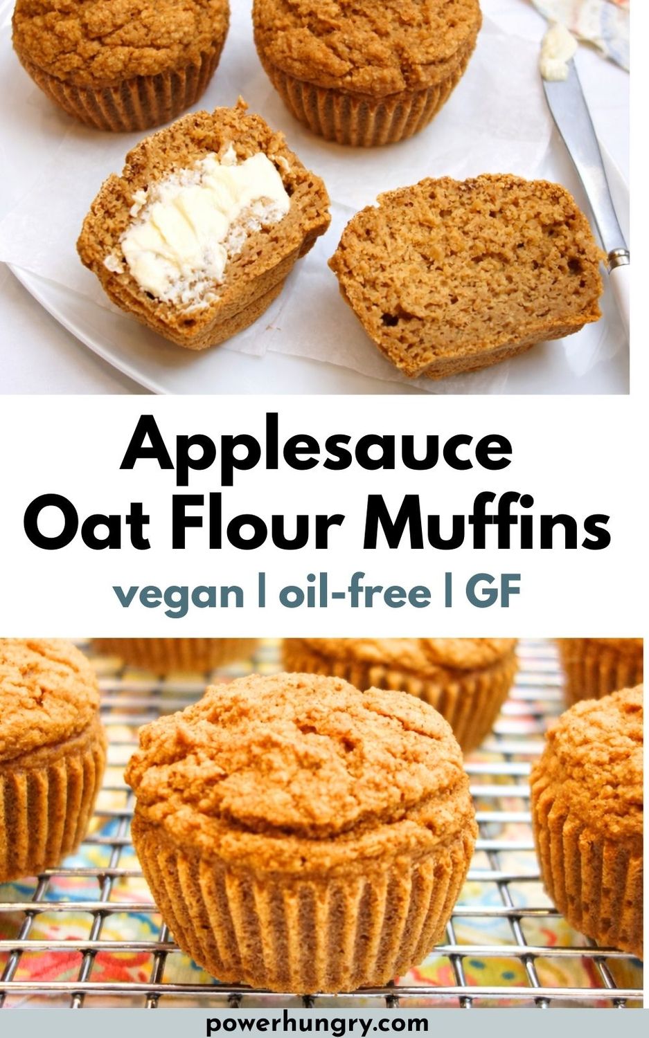 vegan applesauce oat flour muffins on cooling rack
