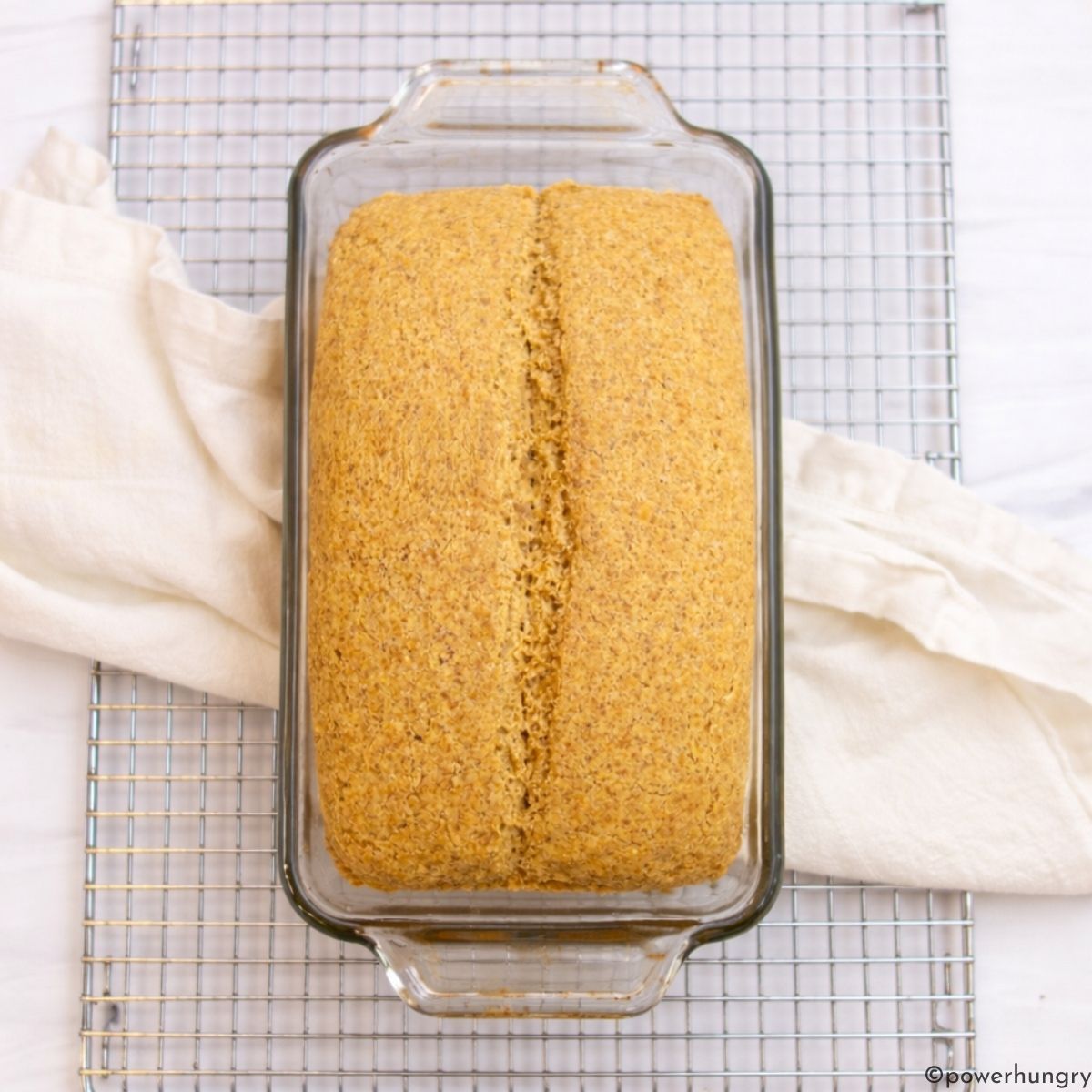 baked high protein millet bread on cooling rack