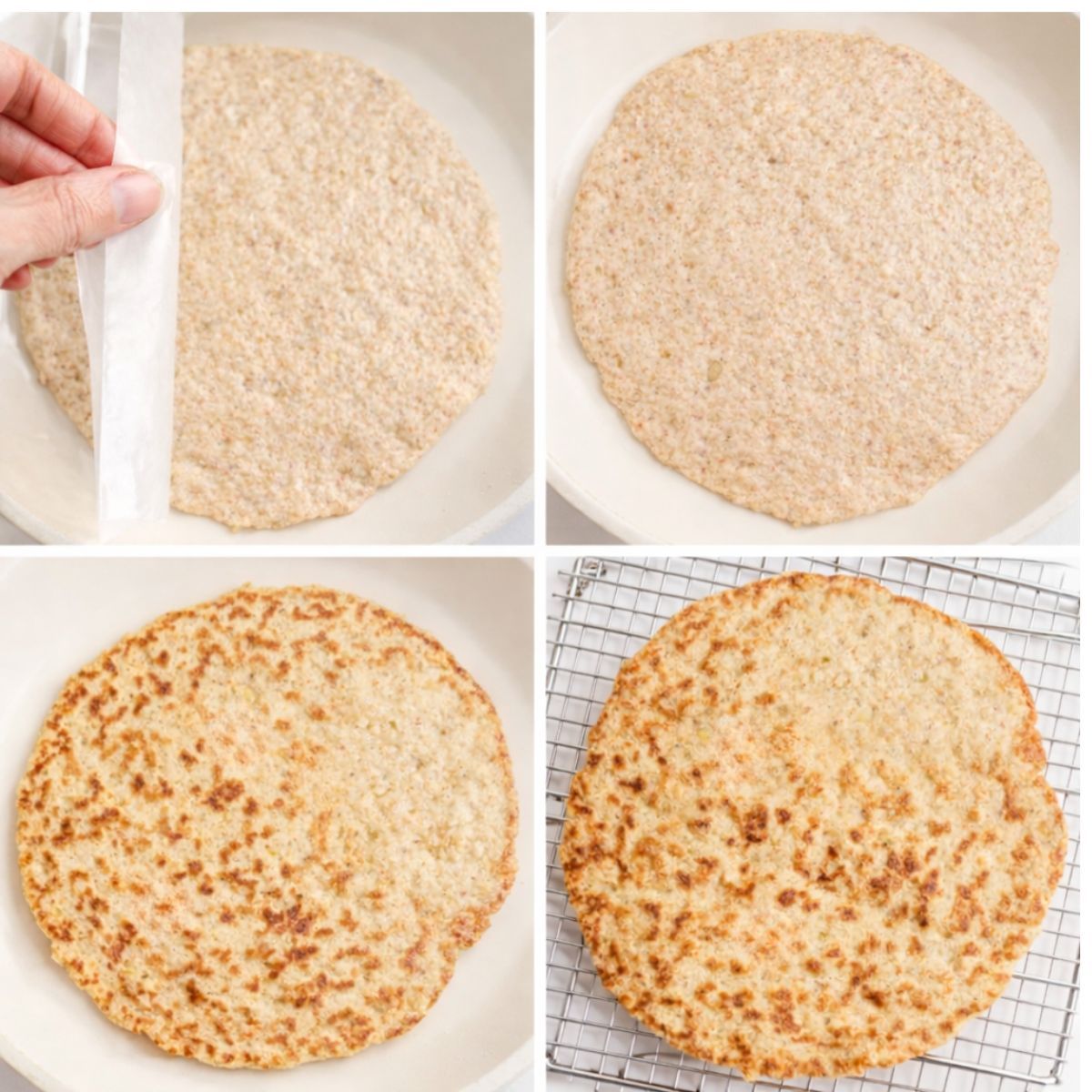 4 photo collage for making sunflower seed tortillas