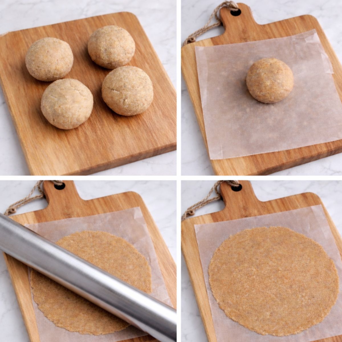 sunflower seed tortilla preparation in 4 photos