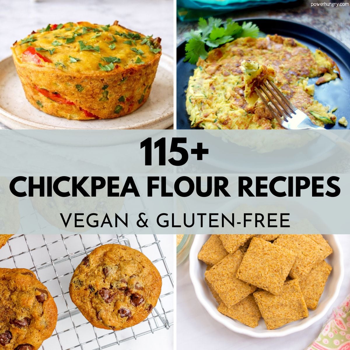 4 image grid of chickpea flour recipes for recipe hub