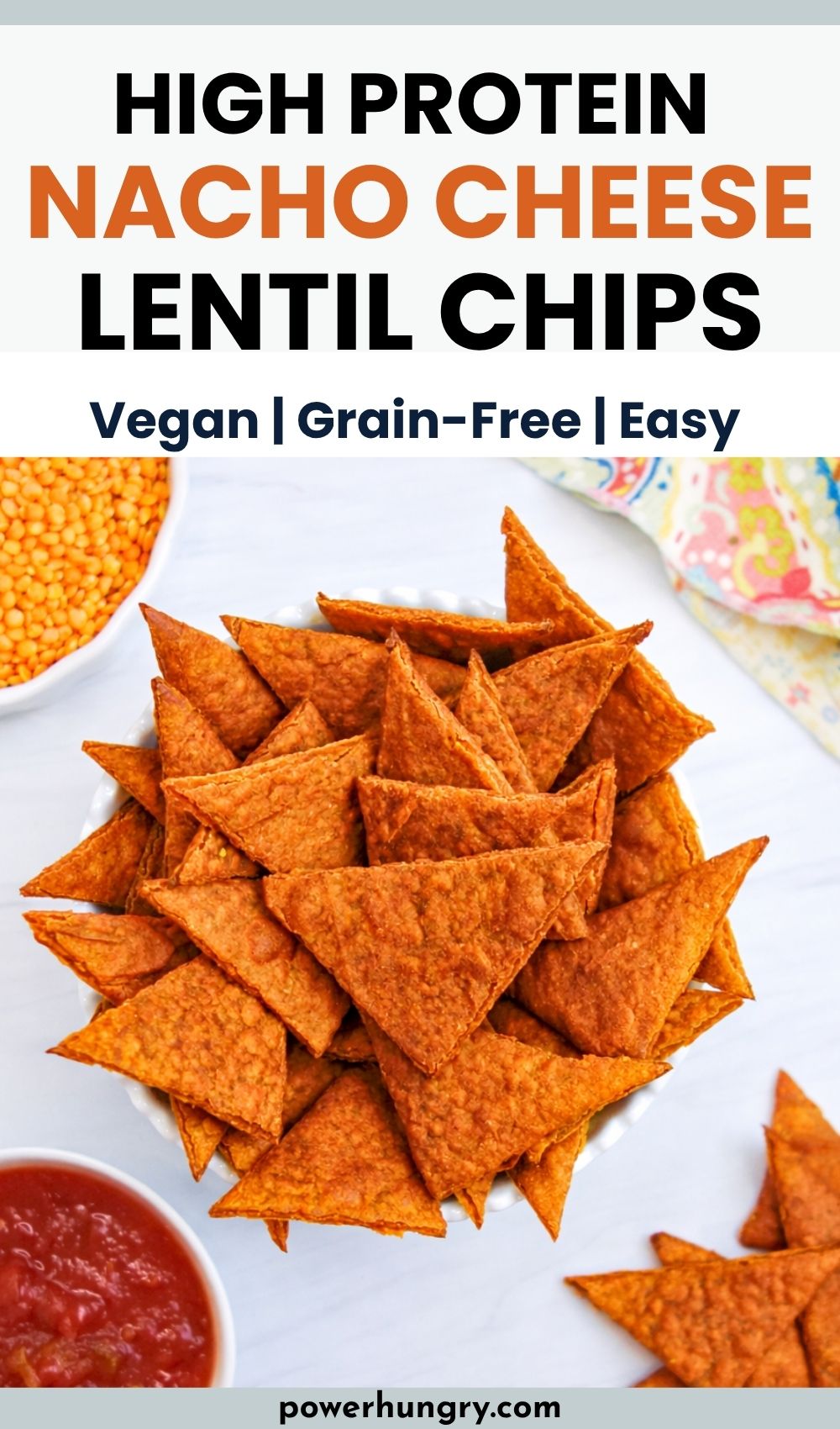 high-protein red lentil nacho cheese chips