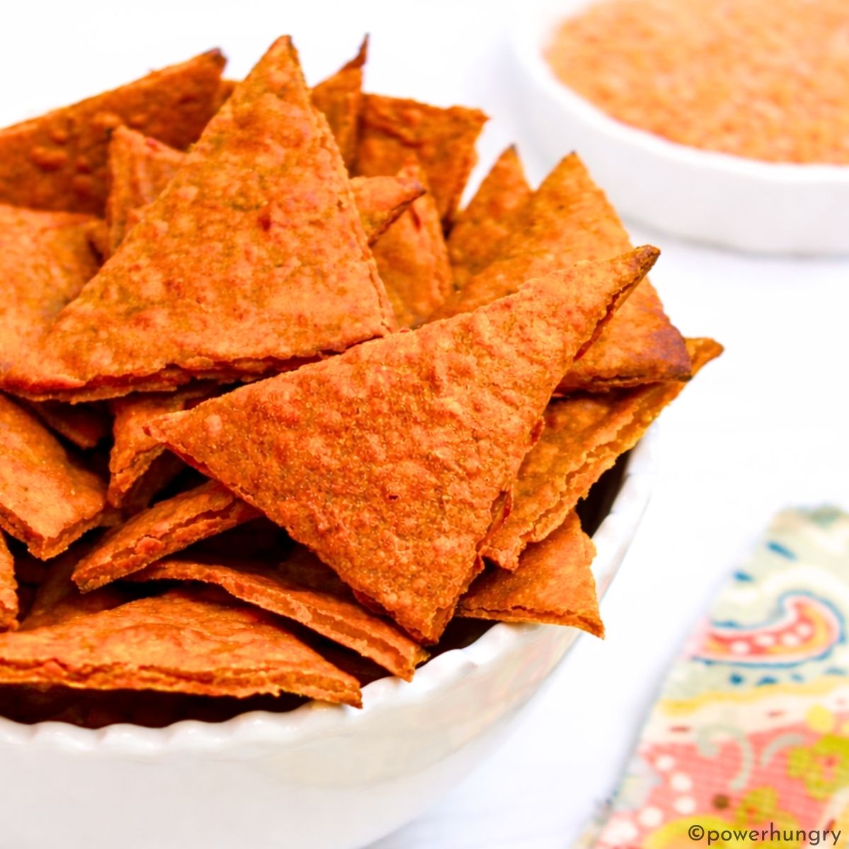 red lentil chips in a bowl
