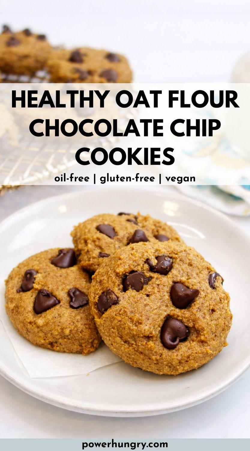 plate of healthy oat flour chocolate chip cookies