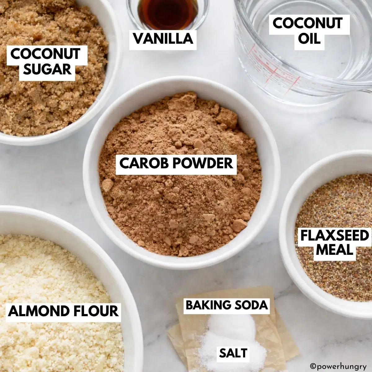 ingredientes for vegan carob brownies