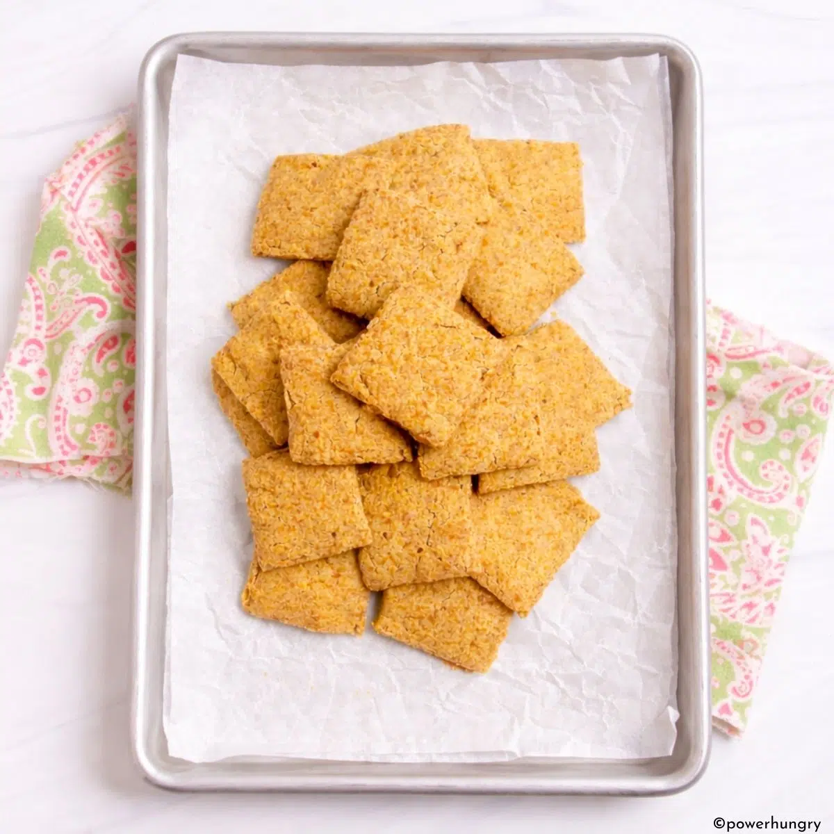 2 ingredient chickpea flour crackers on a baking sheet