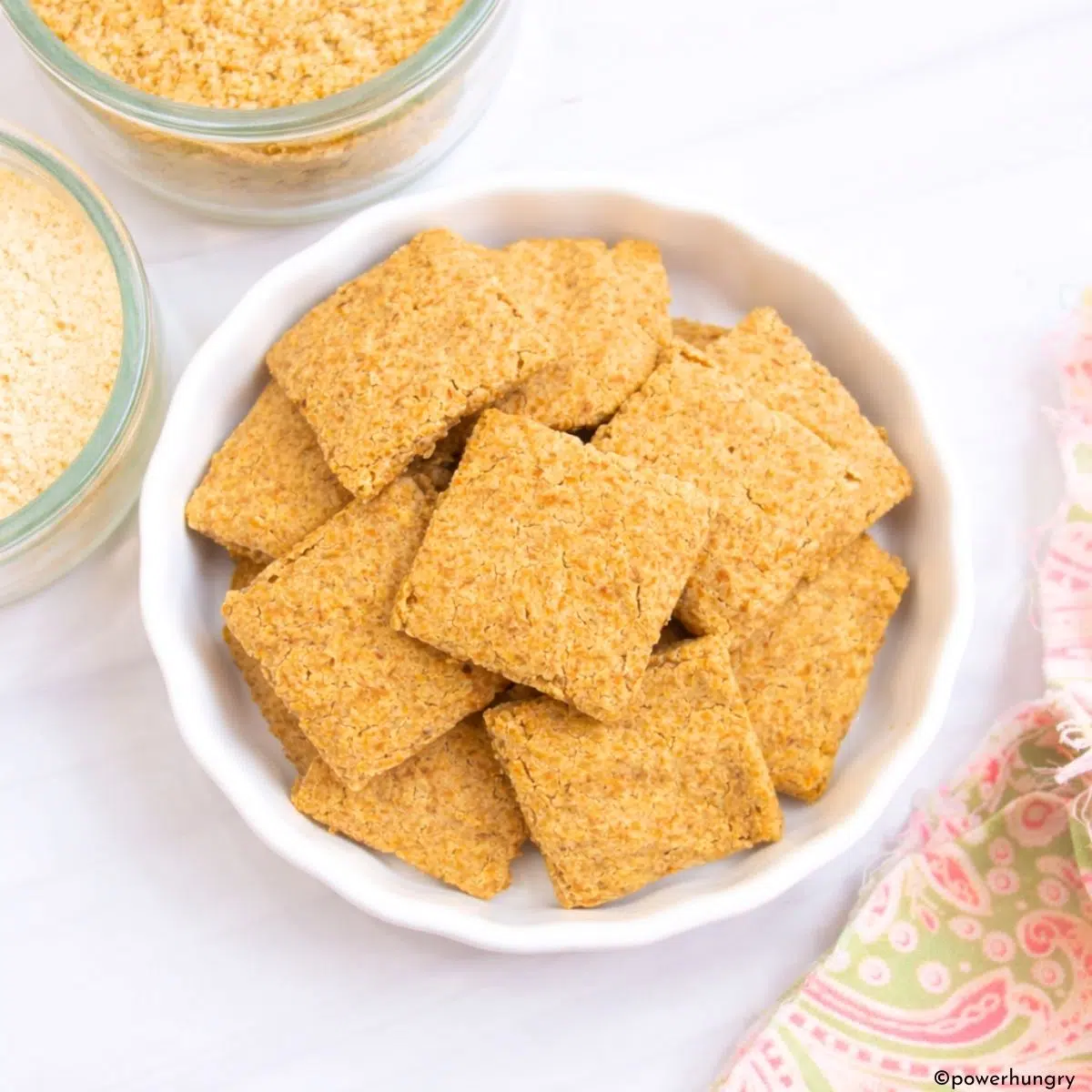 2-Ingredient Chickpea Flour Crackers in a white bowl
