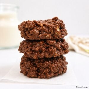 stack of 3-ingredient chocolate no-bake cookies