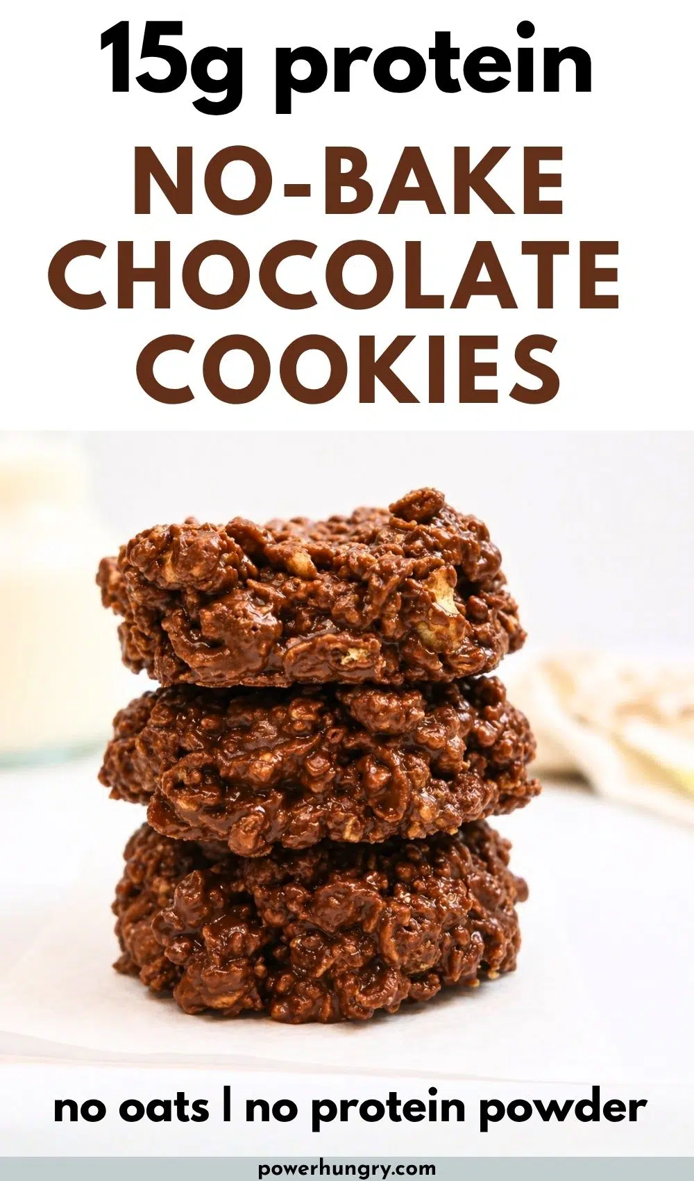 no bake chocolate protein cookies, stacked