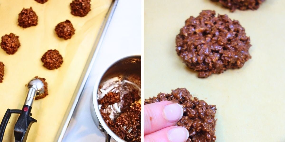 portion of the no bake chocolate protein cookies