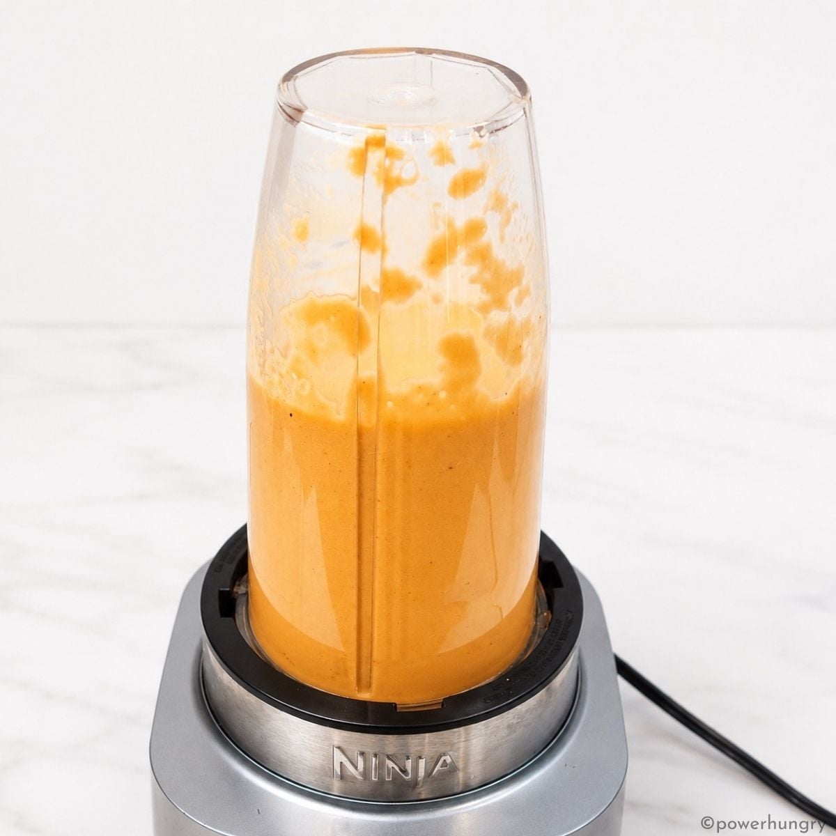 red lentil pancake batter in a blender